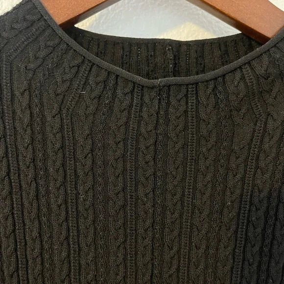 Theory Black Cable Knit Wool Blend Sleeveless Midi Dress - Picture 4 of 7